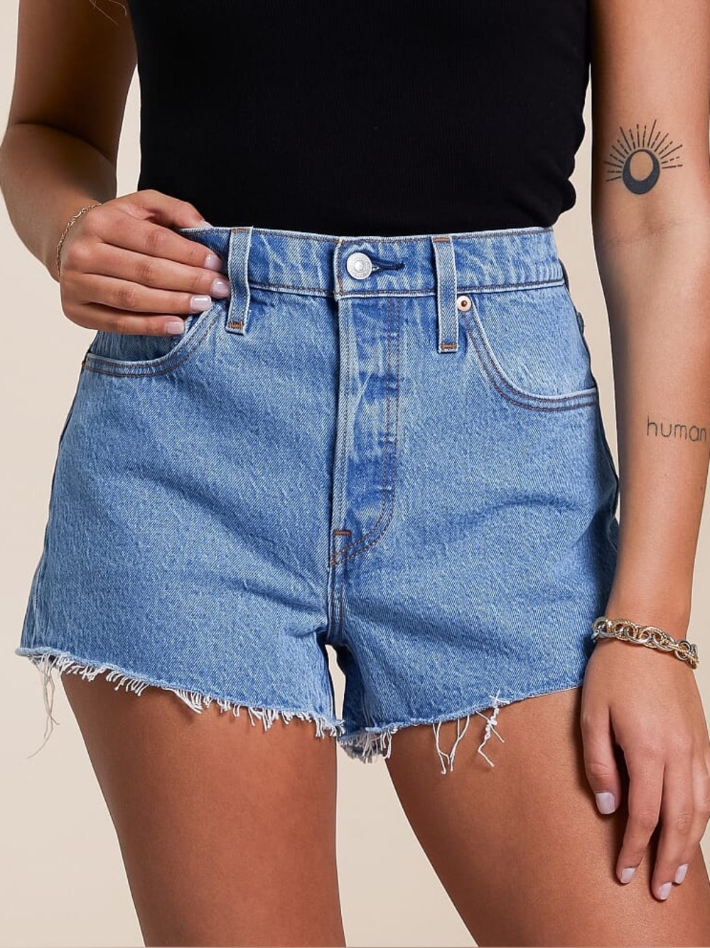 Levis 501 Cut Off Button Fly Shorts High Rise Size 27